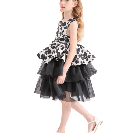 Black Nazareen Floral Tiered Dress