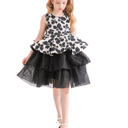 Black Nazareen Floral Tiered Dress