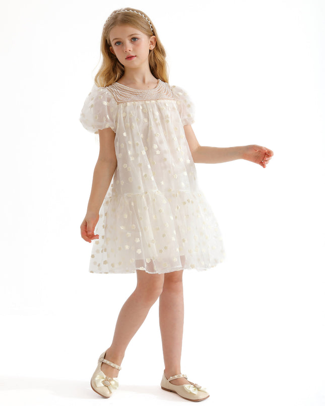 White Perivale Floral Overlay Dress