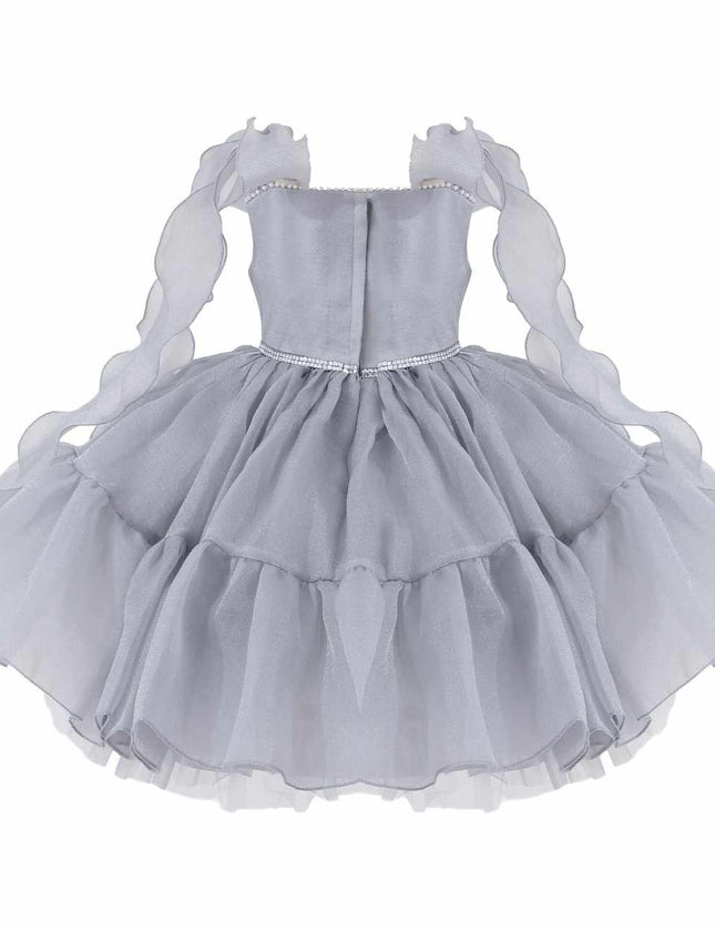 Light Aureline Gray Ruffled Party Dress