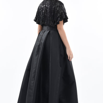 Black Arcola Glimmer Tulle Gown