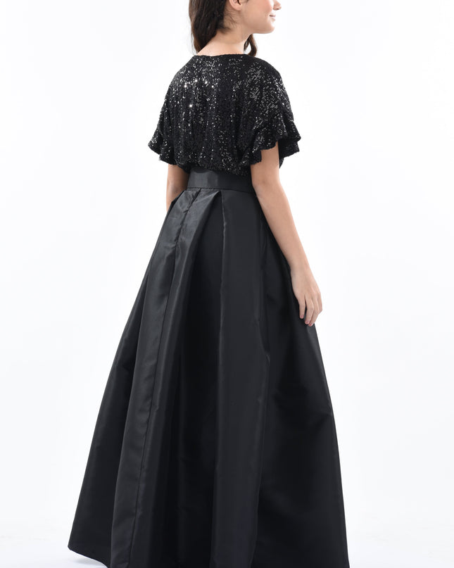 Black Arcola Glimmer Tulle Gown