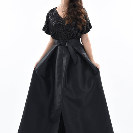 Black Arcola Glimmer Tulle Gown