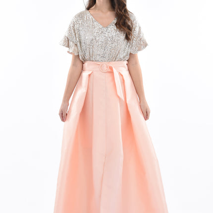 Peach Arcola Glimmer Tulle Gown