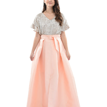 Peach Arcola Glimmer Tulle Gown