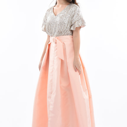 Peach Arcola Glimmer Tulle Gown