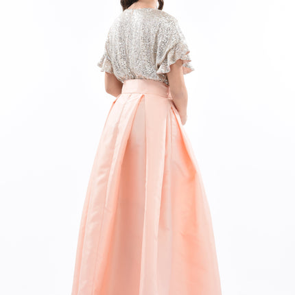 Peach Arcola Glimmer Tulle Gown