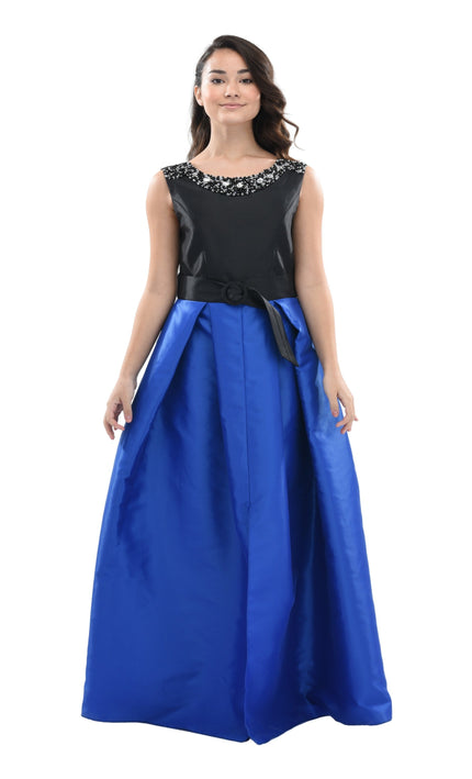 Blue Lucena Sleeveless Gem Gown