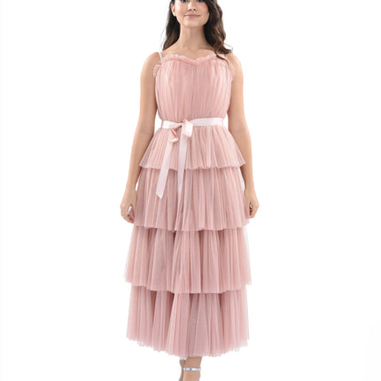 Pink Blush Firenze Tiered Ribbon Dress