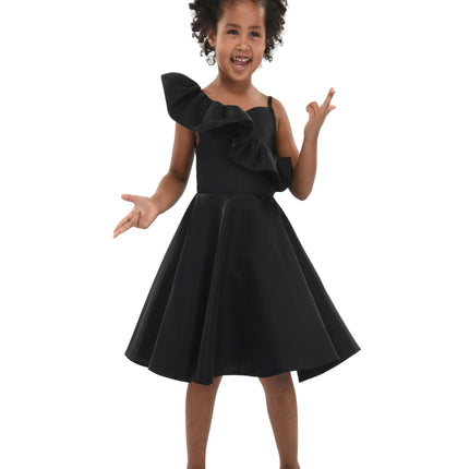 Black Riviera Off Shoulder Ruffle Dress