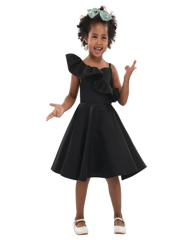 Black Riviera Off Shoulder Ruffle Dress