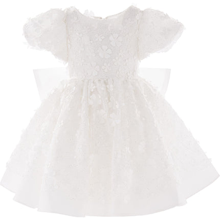 White Moneta Floral Bow Dress