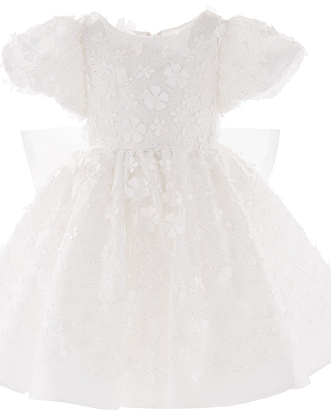 White Moneta Floral Bow Dress