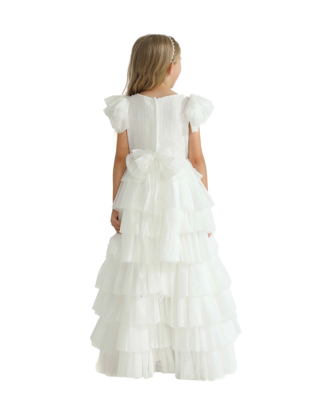 White Layered Tulle Abbyfield Dress