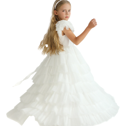 White Layered Tulle Abbyfield Dress