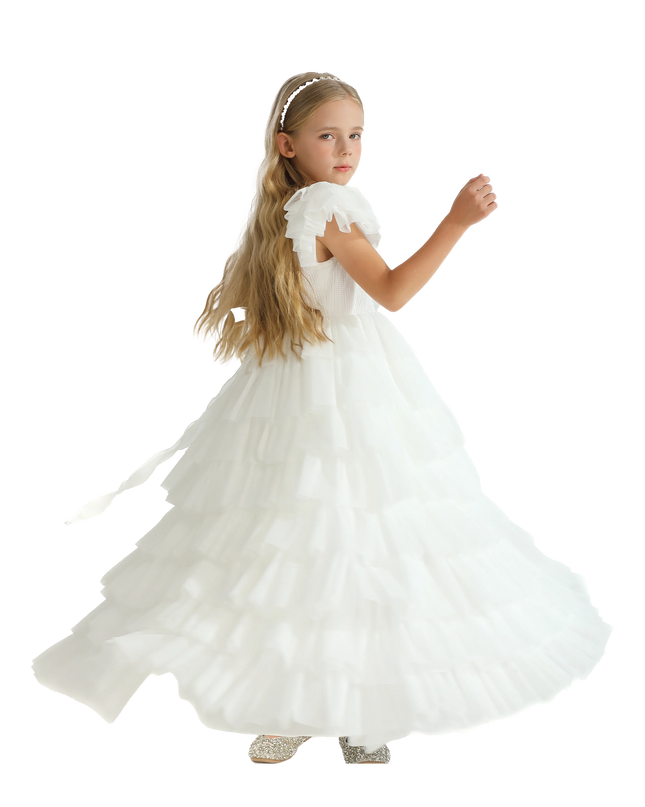 White Layered Tulle Abbyfield Dress