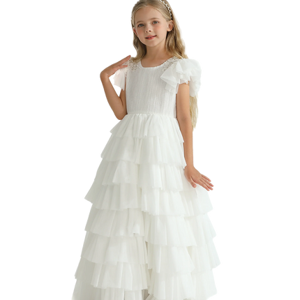 White Layered Tulle Abbyfield Dress