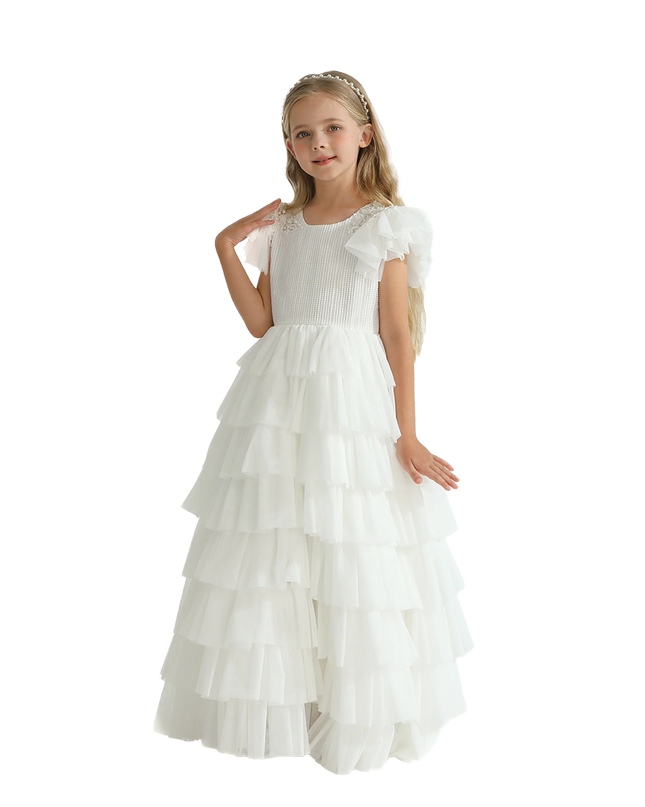 White Layered Tulle Abbyfield Dress