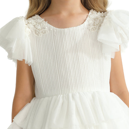 White Layered Tulle Abbyfield Dress