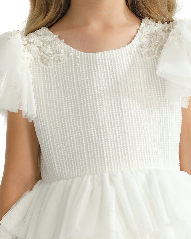 White Layered Tulle Abbyfield Dress