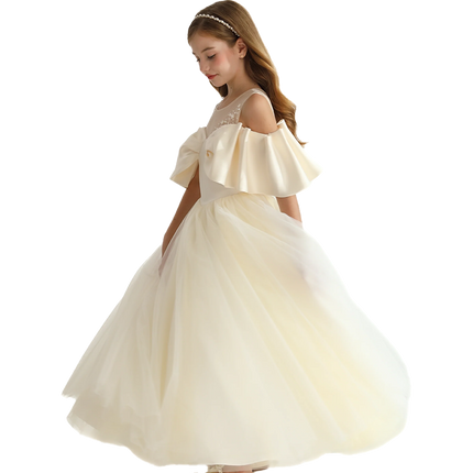 Champagne Tulle Bow Amica Dress