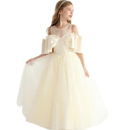 Champagne Tulle Bow Amica Dress