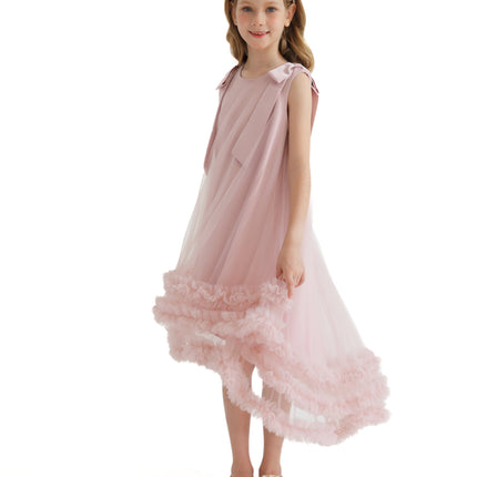 Pink Violeta Sleeveless Ruffle Overlay Dress