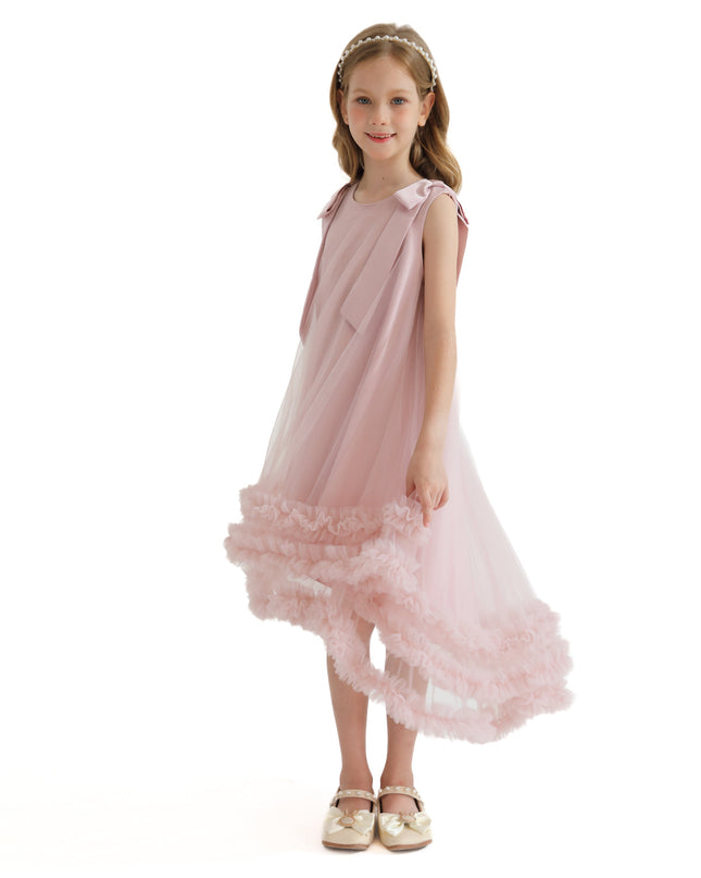 Pink Violeta Sleeveless Ruffle Overlay Dress