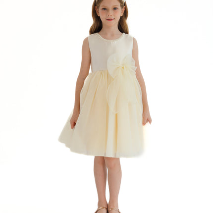 Champagne Felice Tulle Bow Dress