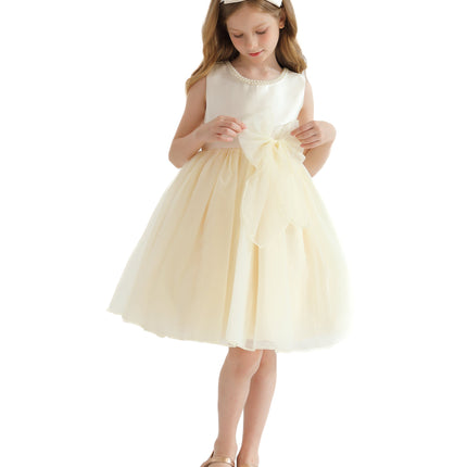 Champagne Felice Tulle Bow Dress