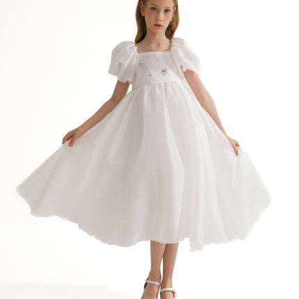 White Janelle Applique Teacup Gown