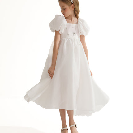 White Janelle Applique Teacup Gown