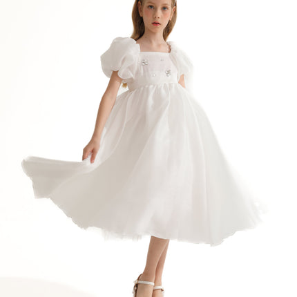 White Janelle Applique Teacup Gown