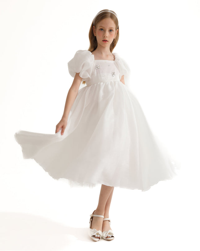 White Janelle Applique Teacup Gown