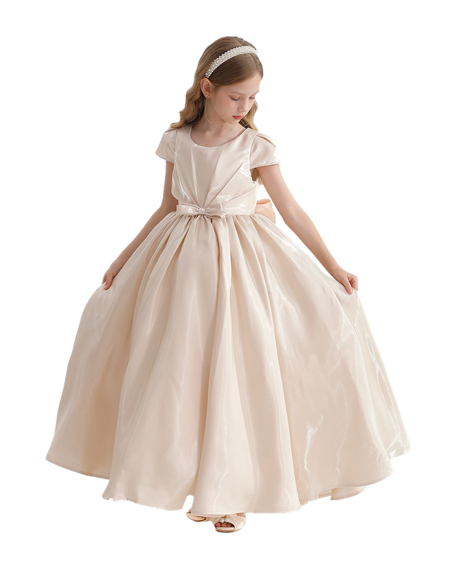 Champagne Bow Long Brea Dress