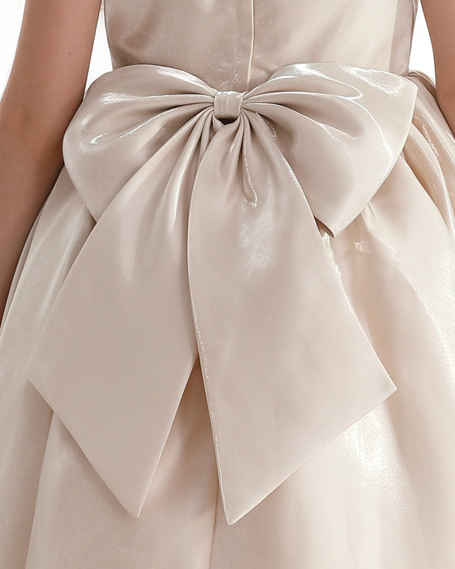 Champagne Bow Long Brea Dress