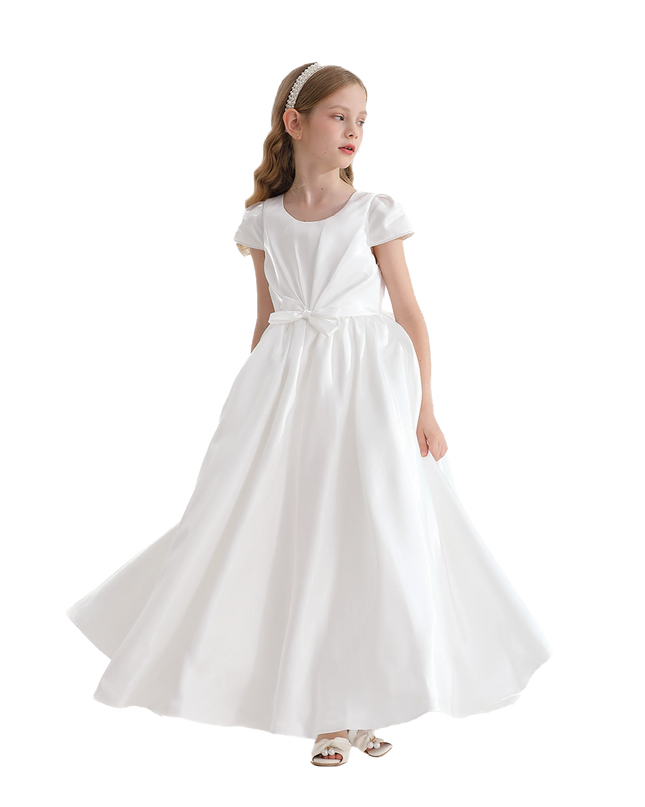 White Bow Long Brea Dress