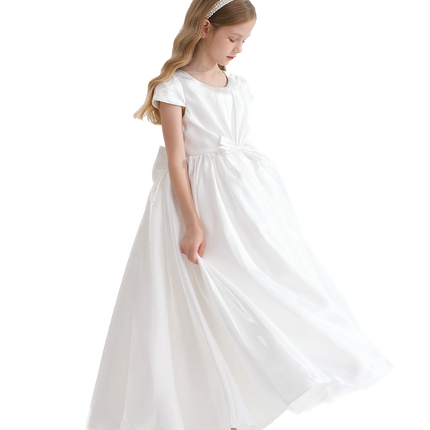 White Bow Long Brea Dress