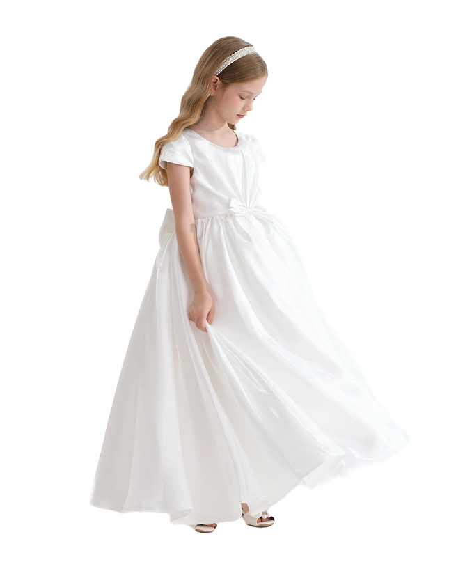 White Bow Long Brea Dress