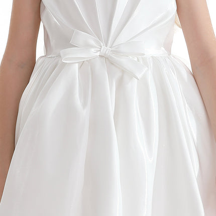 White Bow Long Brea Dress