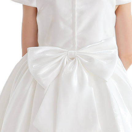 White Bow Long Brea Dress