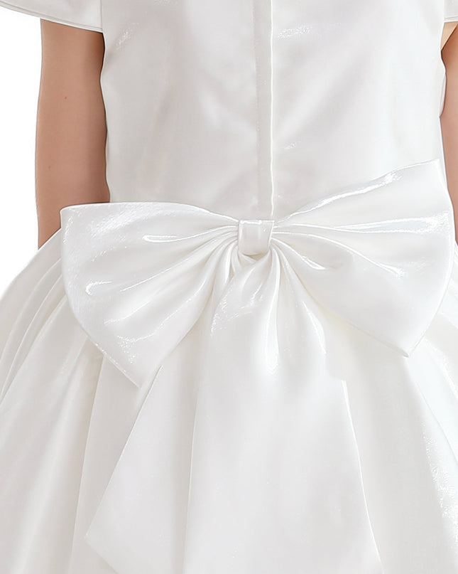 White Bow Long Brea Dress