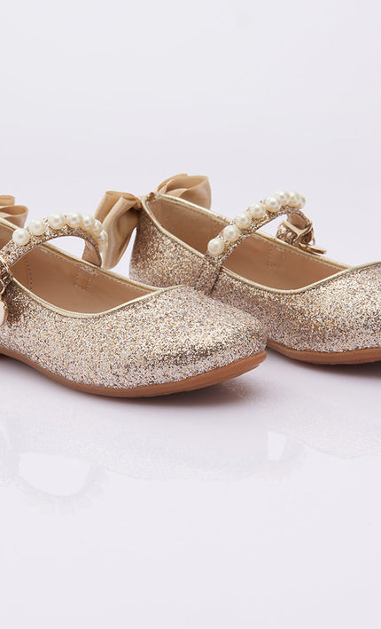 Gold Glitter Bow Flats