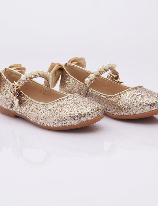 Gold Glitter Bow Flats
