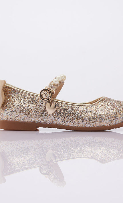 Gold Glitter Bow Flats