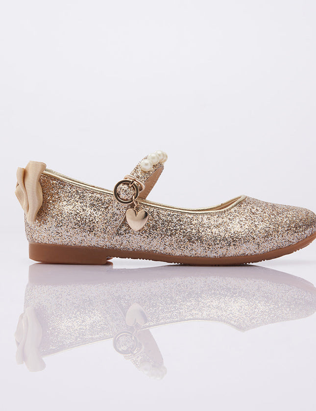 Gold Glitter Bow Flats