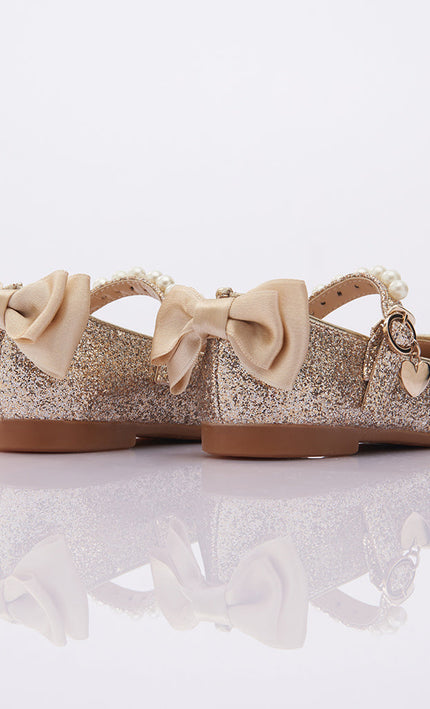 Gold Glitter Bow Flats