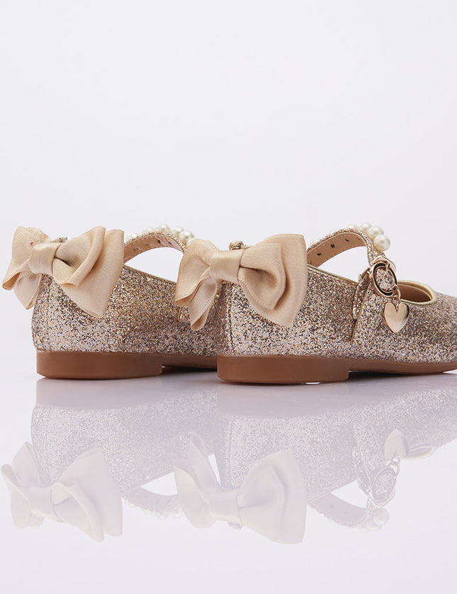 Gold Glitter Bow Flats