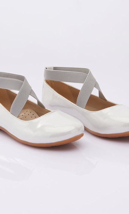 Toddler White Satin Ballerina Flats