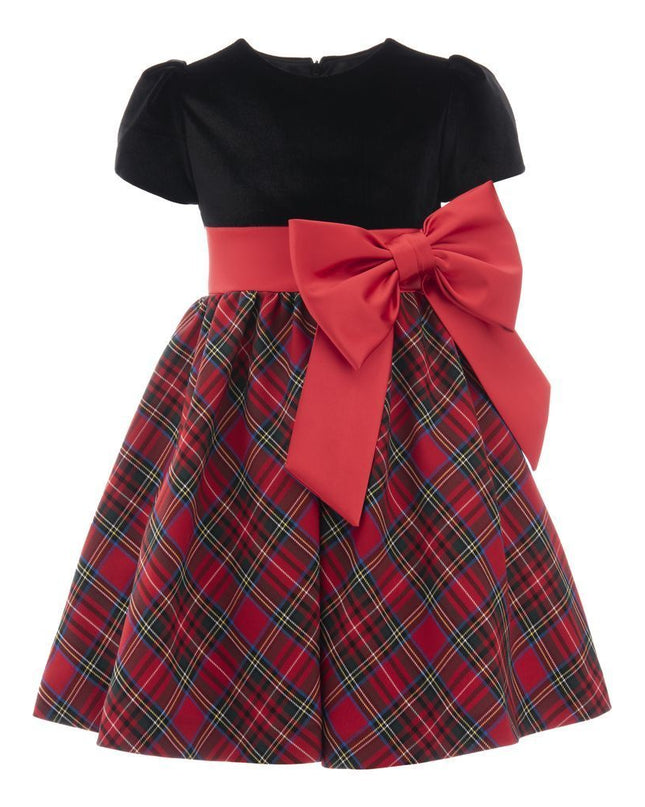 kids-atelier-tulleen-kid-baby-girl-black-plaid-bow-dress-th-2110-black